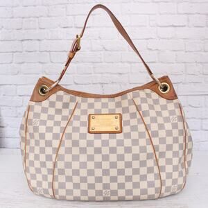 Louis Vuitton Galliera PM Damier Azur Shoulder Tote White Handbag Purse A3512